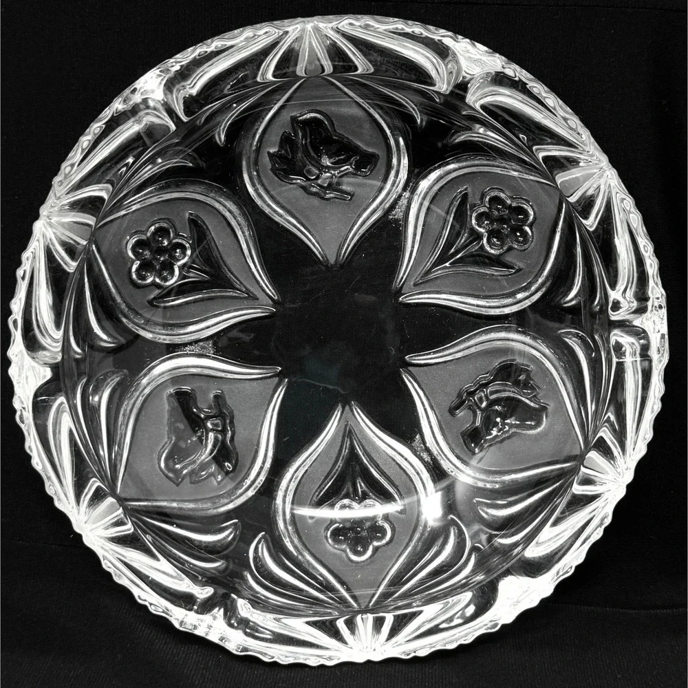 Studio Nova Crystal Ashtray Key Catcher Bowl Bird Daisy Floral Heavy Thick‎ 7